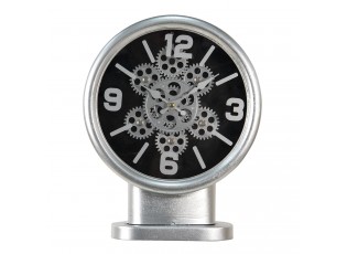 Stříbrné stolní hodiny s ozubenými kolečky - 24*8*30 cm