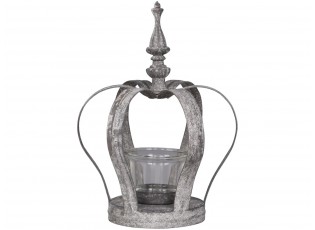 Vintage kovový dekorativní svícen koruna Crow - Ø15*21cm