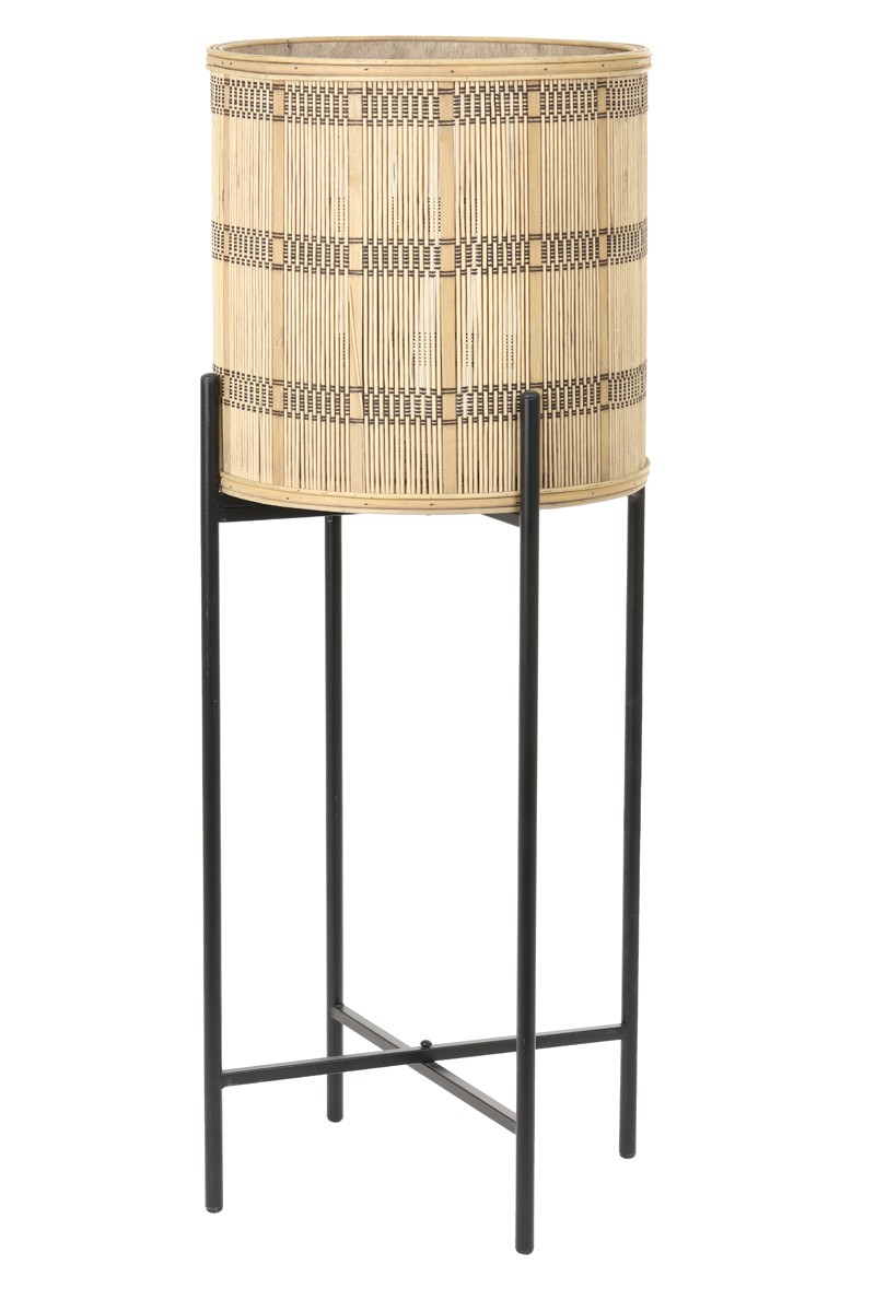 Přírodní dřevěný květináč s výpletem na nožkách Corazo - Ø 31*82cm