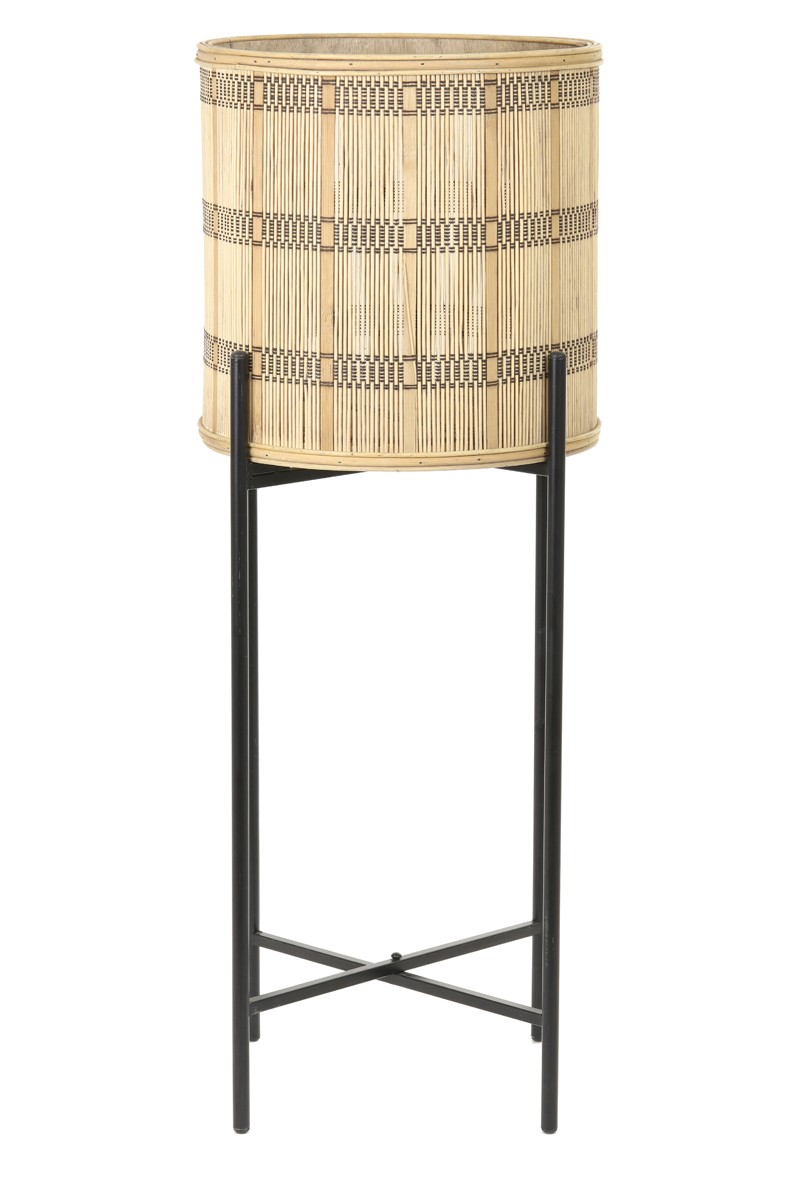 Přírodní dřevěný květináč s výpletem na nožkách Corazo - Ø 31*82cm