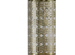 Šedo -zlatá kovová lucerna Rohit grey - Ø 16*44 cm