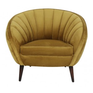 Okrové designové sametové křeslo Almond ocher - 91*71*77cm