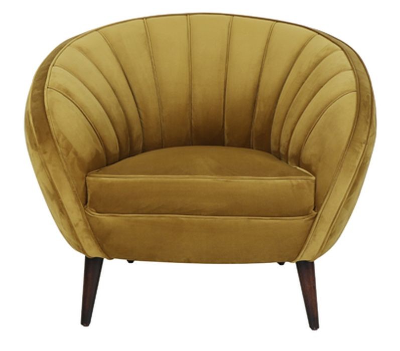 Okrové designové sametové křeslo Almond ocher - 91*71*77cm