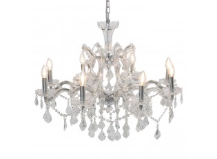 Stříbrný křišťálový lustr Edison - Ø 80*60 cm E14/max 8*40W