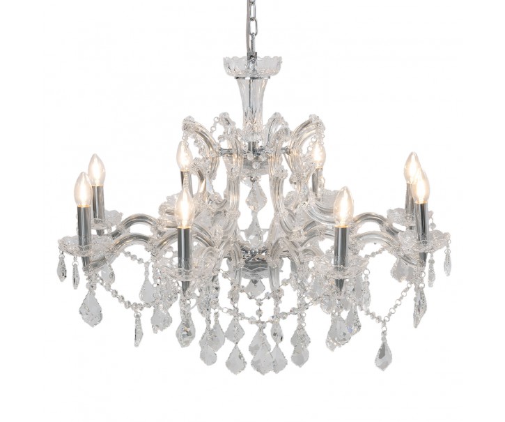 Stříbrný křišťálový lustr Edison - Ø 80*60 cm E14/max 8*40W Clayre & Eef