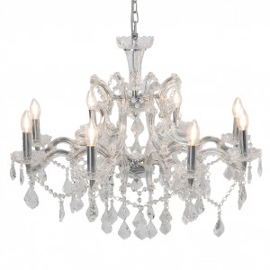 Stříbrný křišťálový lustr Edison - Ø 80*60 cm E14/max 8*40W