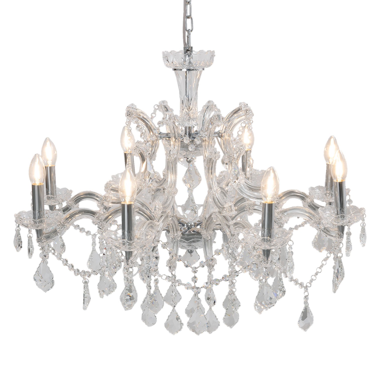 Stříbrný křišťálový lustr Edison - Ø 80*60 cm E14/max 8*40W