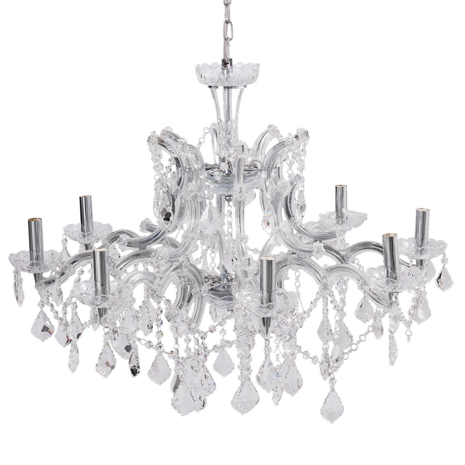 Stříbrný křišťálový lustr Edison - Ø 80*60 cm E14/max 8*40W