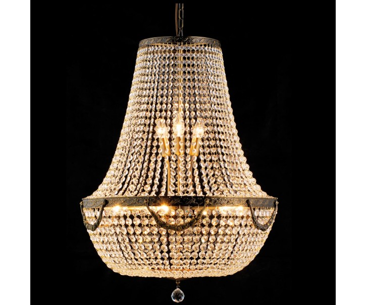 Hnědozlatý antik křišťálový lustr Ethan - Ø 60*85/200 cm E14/max 12*40W Clayre & Eef