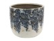 Keramický obal na květináč s modrými květy Maun - Ø 15*13 cm