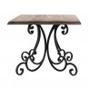 Dekorační dřevěno-kovový stůl na květinu na zdobné kovové noze - 28*28*23 cm Barva: přírodní, černáMateriál: dřevo, kovHmotnost: 1,111 kg