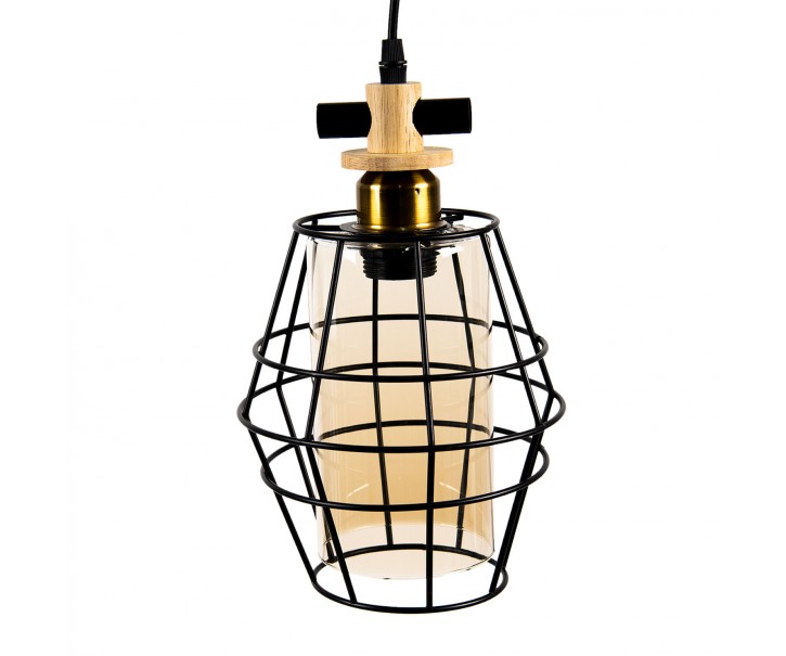 Závěsná černí industriální lampa - 22*18 cm E27/max 1*40W Clayre & Eef