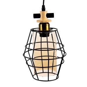 Závěsná černí industriální lampa - 22*18 cm E27/max 1*40W