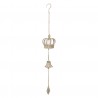 Béžový antik závěsný dekorační zvonek s korunkou - 10*10*40/71 cm Barva: béžová antikMateriál: kovHmotnost: 0,4 kg