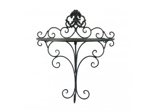 Černá antik nástěnná kovová polička Potier ornament - 33*20*39 cm