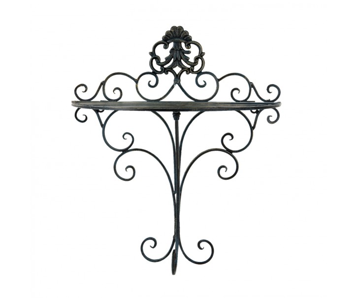 Černá antik nástěnná kovová polička Potier ornament - 33*20*39 cm