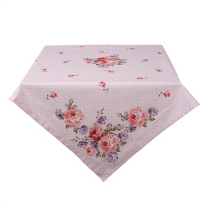 Růžový bavlněný ubrus na stůl s růžemi Dotty Rose - 100*100 cm