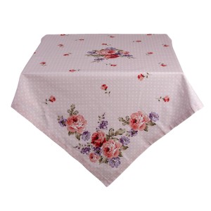 Růžový bavlněný ubrus na stůl s růžemi Dotty Rose - 150*150 cm