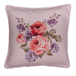 Růžový bavlněný potah na polštář s růžemi Dotty Rose - 40*40 cm