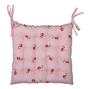 Růžový bavlněný podsedák s výplní s růžemi Dotty Rose - 40*40*4 cm