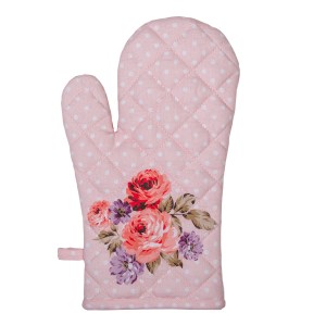 Růžová bavlněná chňapka - rukavice s růžemi Dotty Rose - 18*30 cm