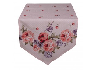Růžový bavlněný běhoun na stůl s růžemi Dotty Rose - 50*160 cm