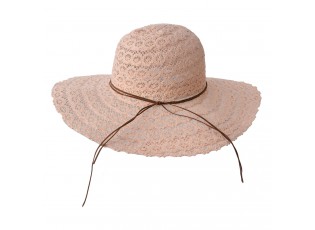 Růžový dětský háčkovaný klobouk - 58 cm