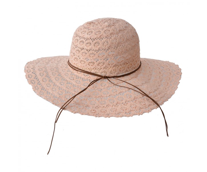 Růžový dětský háčkovaný klobouk - 58 cm