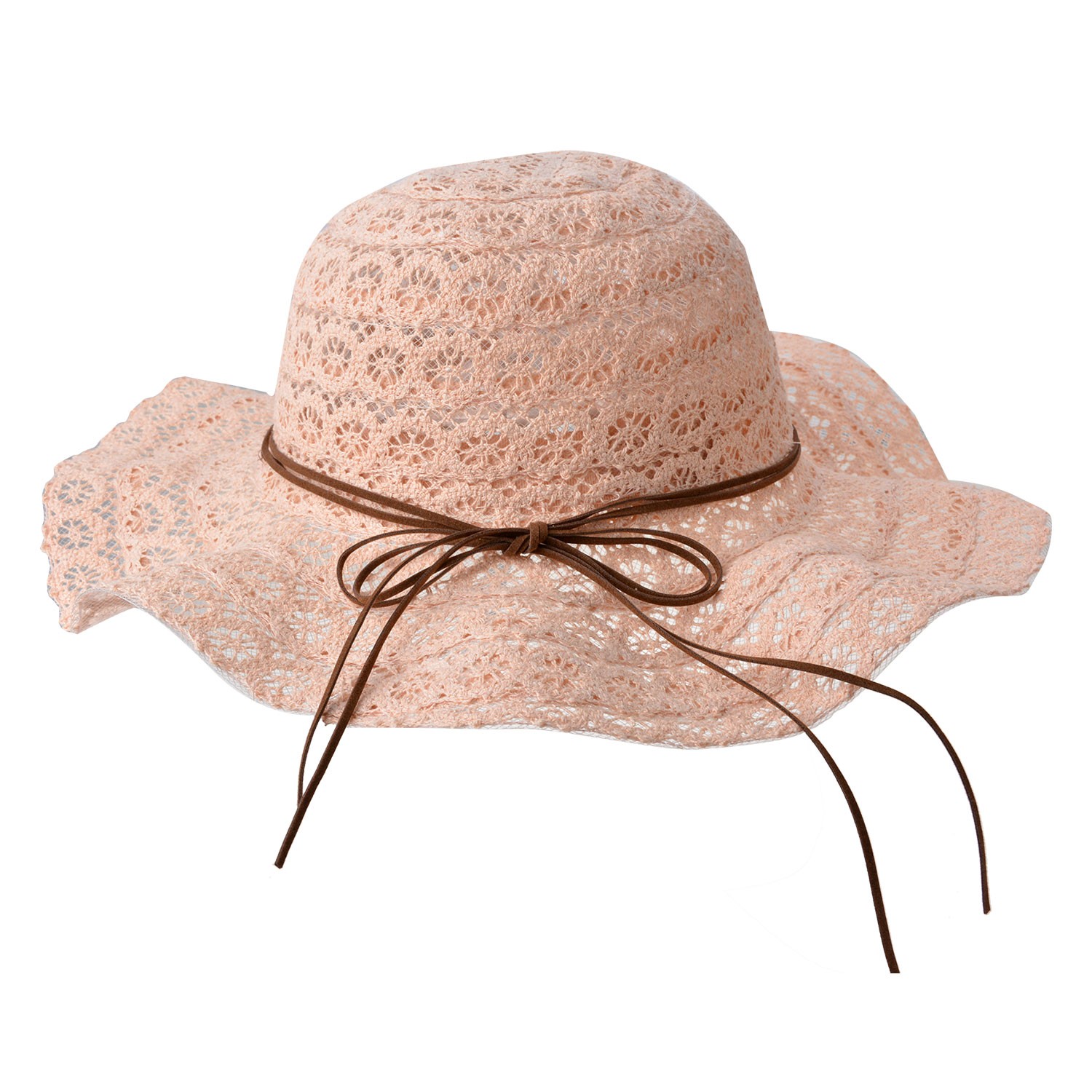 Růžový sluneční dětský klobouk v háčkovaném stylu - 52 cm Clayre & Eef