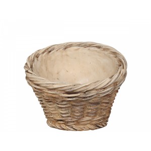 Hnědý šikmý obal na květináč s proutěným vzorem Corte - Ø 14*11,5cm