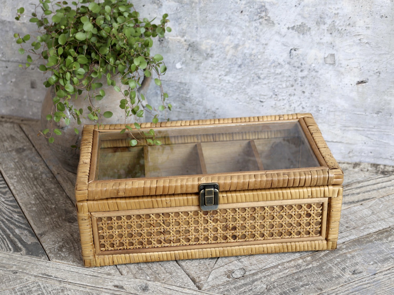 Levně Ratanový box s bambusovým výpletem French - 36*21*13cm 41056100 (41561-00)
