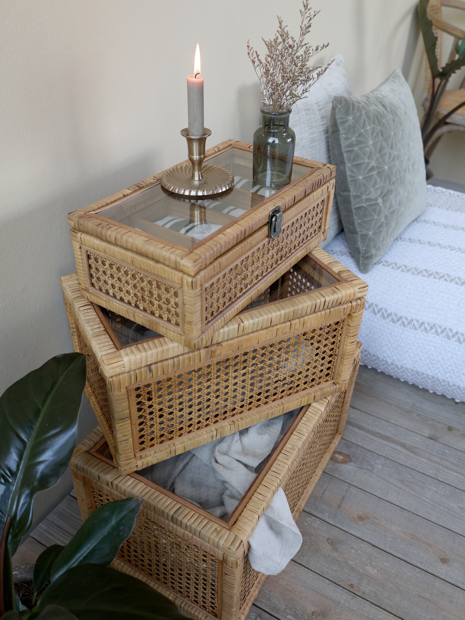 Ratanový box s bambusovým výpletem French - 36*21*13cm