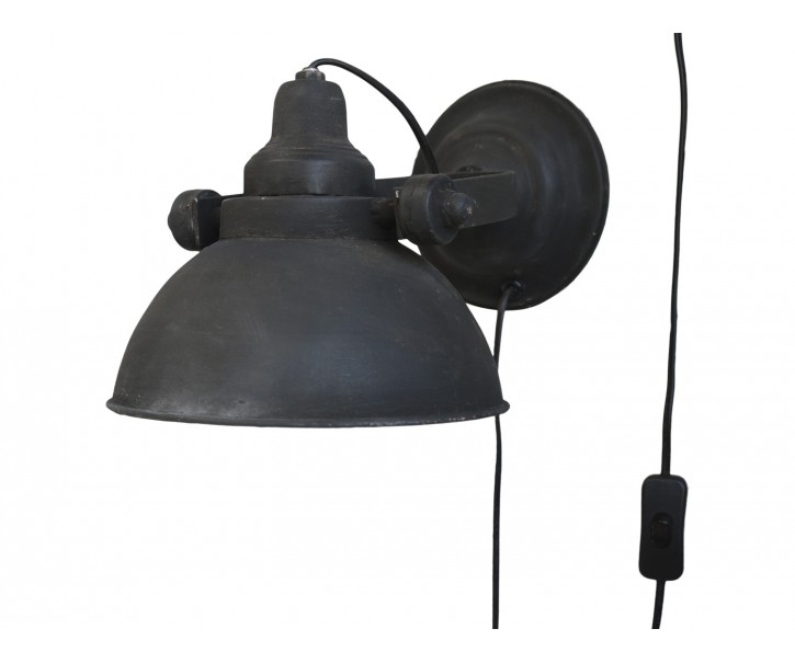 Černá antik nástěnná lampa s patinou Factory - 31*21*18 cm/E14