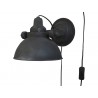 Černá antik nástěnná lampa s patinou Factory - 31*21*18 cm Barva: černá antik s patinou a odřenímMateriál: kov