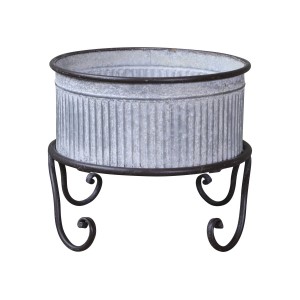 Plechový antik obal na květináč/ lavór na nožičkách Groo - Ø 27*23cm