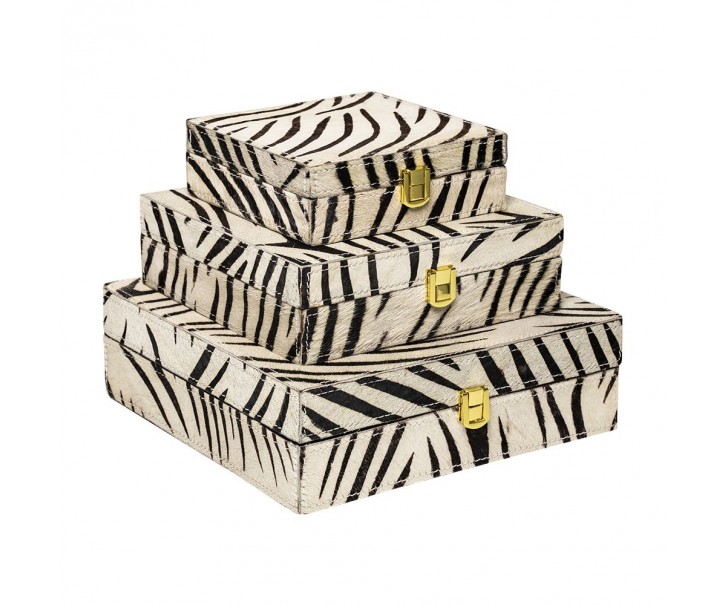 Zebra Bijoux box z hovězí kůže (sada 3ks) - 25,5*25,5*8cm