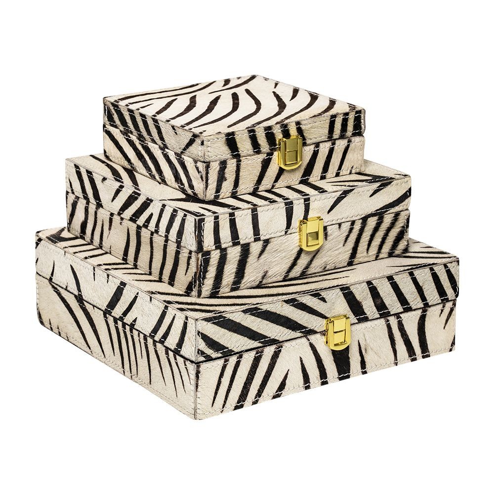 Zebra Bijoux box z hovězí kůže (sada 3ks) - 25,5*25,5*8cm
