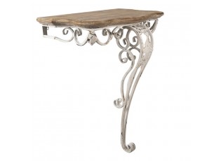 Dřevěný nástěnný stůl se zdobnou kovovou nohou - 70*43*78 cm