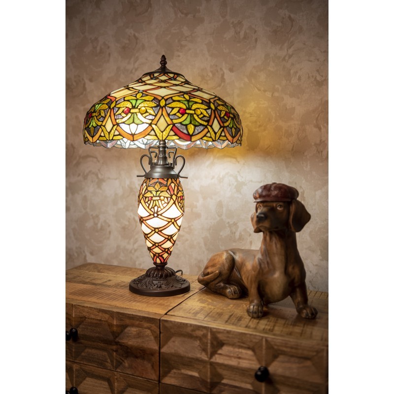 Stolní Tiffany lampa se svítící nohou Paterna - Ø 41*58 cm E27/max 2*60W 5LL-6134