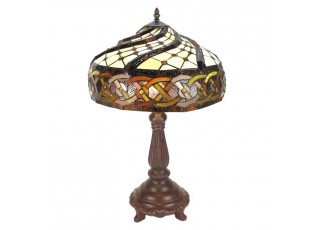 Hnědá stolní lampa Tiffany Brownie - Ø38*57 cm E27/max 2*60W