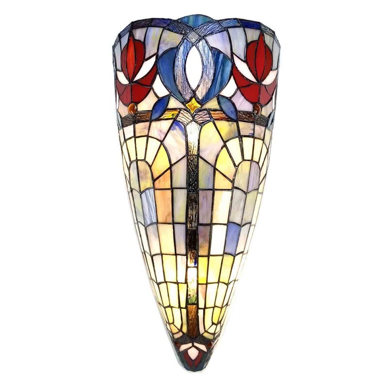 Krémovo-modrá nástěnná lampa Tiffany Mood - 26*18*41 cm E27/max 2*60W 5LL-6143