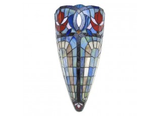 Krémovo-modrá nástěnná lampa Tiffany Mood - 26*18*41 cm E27/max 2*60W