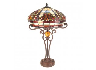 Hnědá stolní lampa Tiffany s okrasnou nohou Eye - Ø 42*59 cm E27/max 2*60W