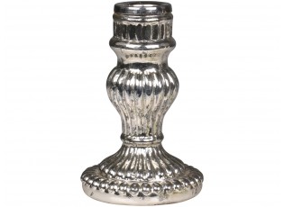 Stříbrný antik skleněný svícen Mercury - Ø 7*11,5 cm
