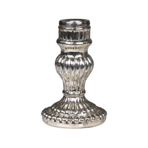 Stříbrný antik skleněný svícen Mercury - Ø 7*11,5 cm