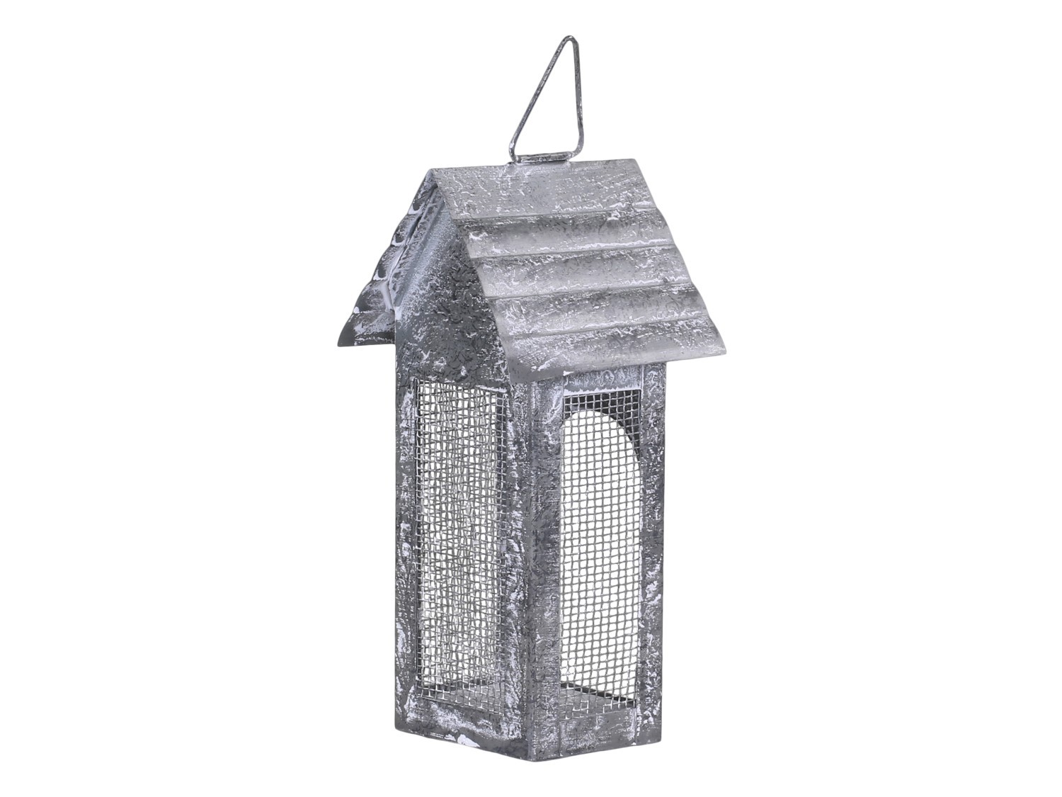 Šedá plechová antik lucerna domeček Candle house - 8*6*16 cm
