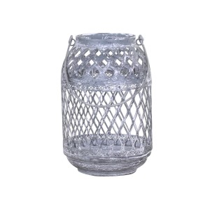 Šedá plechová antik lucerna Ornion - Ø12*18cm