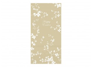 Béžové velikonoční papírové ubrousky s kvítky Happy Easter - 40*40/20*10cm (16ks)