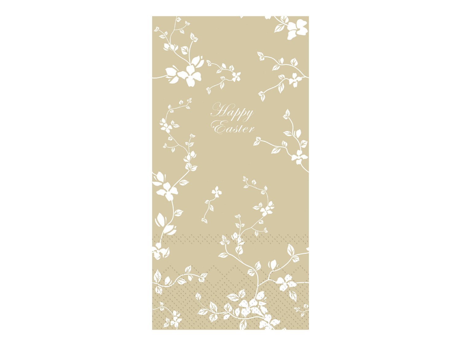 Béžové velikonoční papírové ubrousky s kvítky Happy Easter - 40*40/20*10cm (16ks)