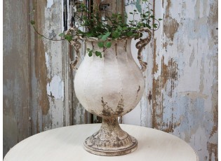 Krémový vintage obal na květináč/ váza ve tvaru číše Frenchie - Ø 26*45cm